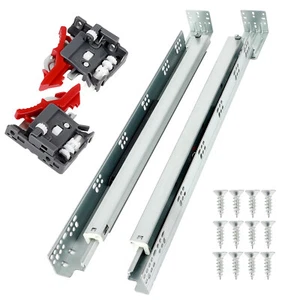 8 Pairs Soft Close Drawer Slides, 18 Inch Drawer Slides Bottom Mount Hidden - Picture 1 of 6