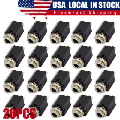 20PCS  1/4" 6.35mm Stereo Jack Socket Audio Plug For Guitar Pedal/Amp/ Diy US - Image 1 of 4