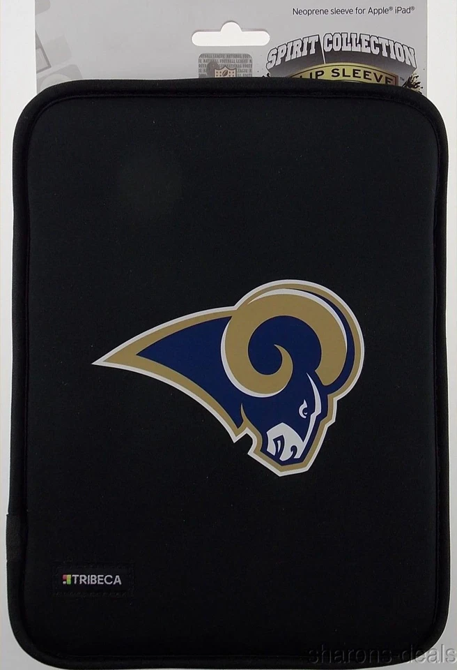 NFL St Louis Rams Football Black Neoprene Slip Sleeve Apple iPad 2 3 4 Tribeca - Image 1 of 2