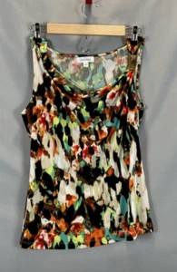 Calvin Klein Tank Top Women Black Geometric Print Retro Blouse Size S - Picture 1 of 7