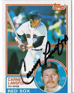 1983 TOPPS CARNEY LANDSFORD ON CARD AUTO 523 RED SOX ANGELS - Imagen 1 de 2