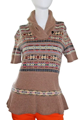 Suéter De Colección Ralph Lauren Fairisle Top Etiqueta Azul Colección Marrón Lana Cachemira Foto 1 de 4