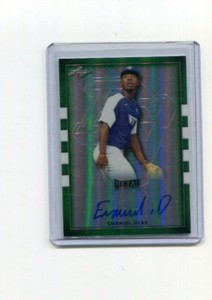 2018 Leaf Perfect Game All American Metal Green Emanuel Dean Auto 9/10