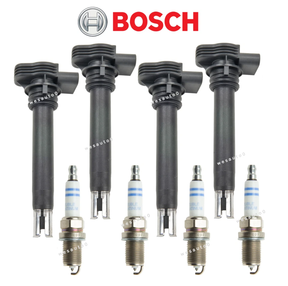 Bobina de encendido y bujía doble platino (4 juegos) OEM para VW Tiguan Golf R 2,0 L Foto 1 de 1