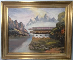 V W Swain paesaggio pittura a olio incorniciata negozio d'arte Welker Heidelberg - Foto 1 di 12