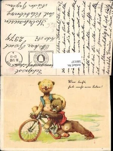 580137,Künstler AK G. Pahl Humor Bären Rad Fahrrad Feldpost Holzhausen - Bild 1 von 1