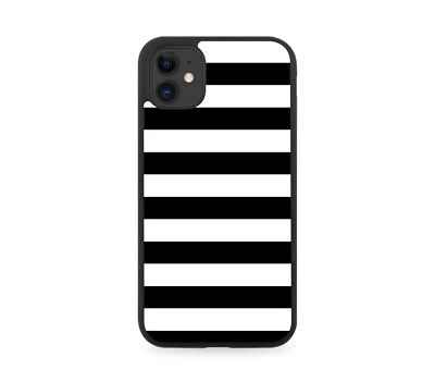 Black and White Patterned Rubber Phone Case Stripes Striped Retro Cover B229 - Image 1 of 2