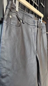 NEW Genuine Leather Black Pants Women’s Straight Leg 5-Pocket Classic Style - Picture 1 of 8