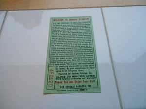 Scarce Vintage Original LA Los Angeles Dodger Stadium Parking Ticket 1959 - 1964 - Picture 1 of 1