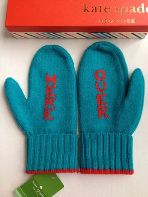 Mitones Kate Spade Big Apple azul aguamarina verde azulado rojo lana nuevos con etiquetas Foto 1 de 3