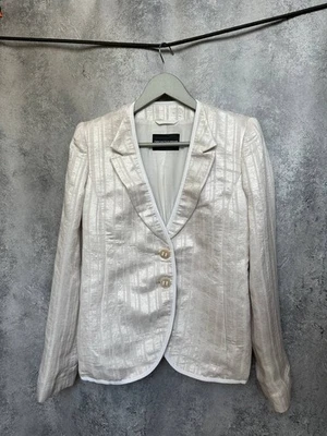 RRP $900 Emporio Armani Women’s Fitted Single-Breasted Cream Blazer Sz IT 44 (M) - Image 1 of 4