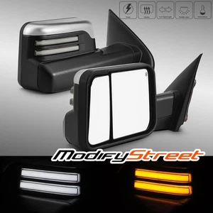 Chrome Towing Mirrors Fit 2014-2018 Chevy Silverado Power Heated+Temp Sensor - Picture 1 of 8