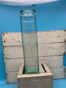 Vintage Tall Green Glass Pasta Jar Cannister, Italy, 12"H - Picture 1 of 8