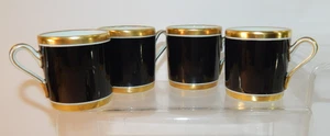 4 IMPERO BLACK by RICHARD GINORI Expresso flache Kaffeebecher Tasse Goldrand EXC - Bild 1 von 5