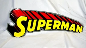 Superman Logo Metal Tin Classic DC Comics Sign Wall Art 17 x 7 inch - Picture 1 of 11
