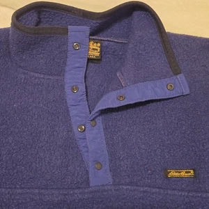 Vintage 1970er Eddie Bauer lila Fleecepullover Seattle USA Etikett adrett Outdoor LESEN - Bild 1 von 10