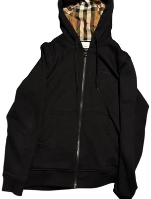 Burberry Mens Full Zip Hoodie Plaid Check Logo Black size Xs - Image 1 of 2