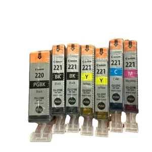 Genuine Canon PGI-220BK Black and CLI-221 Ink Cartridges - 7 Packs - Picture 1 of 4