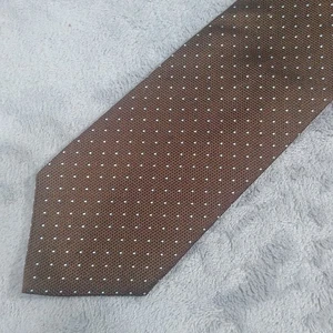 Brooks Brothers Silk Tie Brown Silver Dots Extra Long - Picture 1 of 7