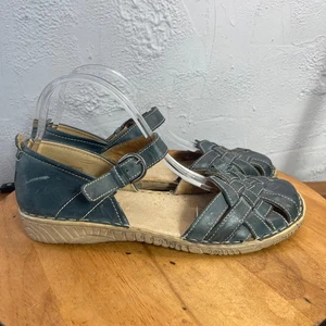 Sandali Josef Seibel donna 11 blu pelle intrecciata Mary Jane comodi scarpe casual - Foto 1 di 18