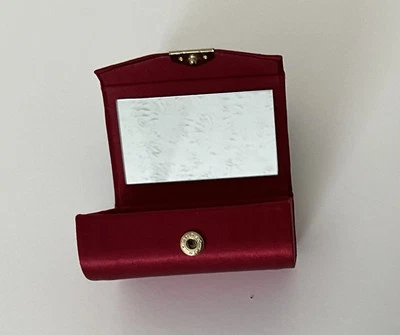 Maroon Hard Cloth-covered Cosmetic Carrying Case With Mirror for Purse - Image 1 of 4