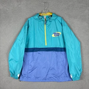 Chaqueta cortavientos Dutch Bros para hombre grande azul polizón 1/2 cremallera con capucha ciudad - Imagen 1 de 13
