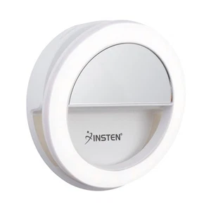 Mini LED Selfie Ring Light with Mirror & Clip, Dimmable, 36 Beads, USB Powered - Picture 1 of 7