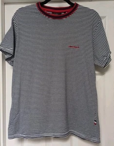 Pierre Cardin Striped Blue And White T Shirt With Red Trim Size XL - Picture 1 of 6