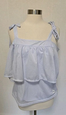 Camisa feminina Puma malha fora do ombro tamanho grande roxa clara - Imagem 1 de 4