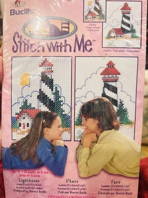 Vintage Bucilla Lighthouse Counted Cross Stitch Kit Stitch With Me Childs Adults - Image 1 of 4