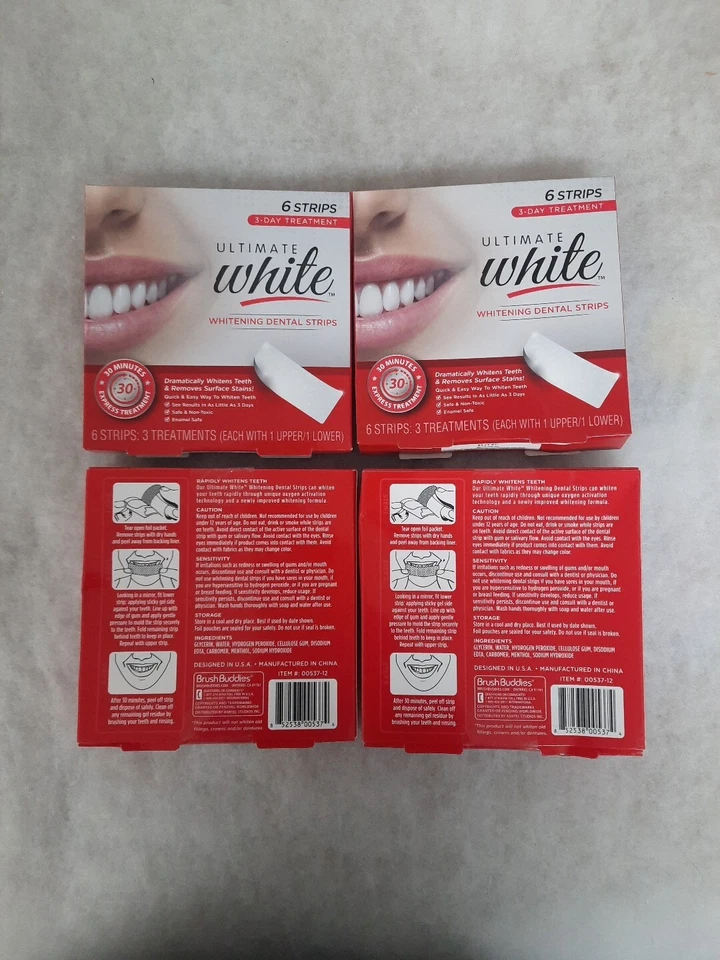 4 Boxes Ultimate White Whitening Dental Strips 6 Strips Per Box - Image 1 of 1