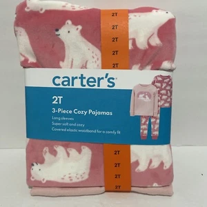 Pigiama Carter’s 2T set 3 pezzi rosa orsi polari comodo morbido elastico in vita - Foto 1 di 5
