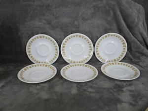 Corelle Livingware By Corning Saucer Plate Set Butterfly Gold 6" Round 6 Piece - Picture 1 of 11