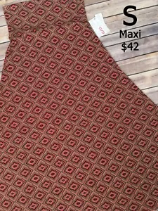 SMALL MAXI Skirt LULAROE ~RED, GREEN Multicolor PATTERN~ Sizes 6-8 Slinky Fabric - Picture 1 of 3