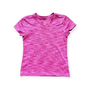 Girl S 8-10 Reebok Hot Pink Short Sleeve V-Neck Athletic Athleisure Active Shirt - Picture 1 of 2