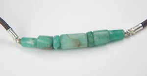 Colombian Emerald Natural Raw Crystals 11.35 Cts Necklace Silver 925 Muzo Mines - Picture 1 of 13