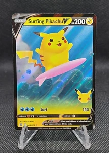 Pokemon TCG Surfing Pikachu V 008/025 Celebrations Ultra Rare English Holo - Picture 1 of 2