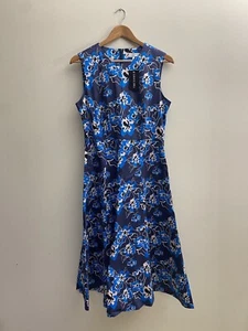 GRACE HILL Dress Womens 12 Blue dress summer Midi sleeveless Floral sz12 - Picture 1 of 21