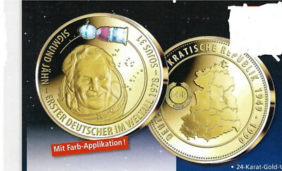 Münze, Gedenkprägung "Sigmund  Jähn" 1.ter Deutscher im Weltall -Geschichte der  - Bild 1 von 3