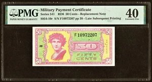 Series 541 Military Payment Certificate MPC 50¢ PMG EF 40 *Replacement Note!* - Picture 1 of 2