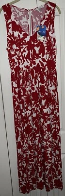 Maxi Vestido Milly for Design Nation Rojo y Blanco Estampado Floral Cuello en V Tejido Grande Foto 1 de 4