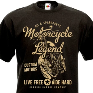 T-shirt Motorcycle Legend Mens Biker top motorbike Custom Motors Motard Moto 60' - Imagen 1 de 1