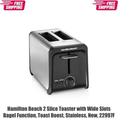 Hamilton Beach 2 Slice Toaster with Wide Slots, Bagel Function, Toast Boost