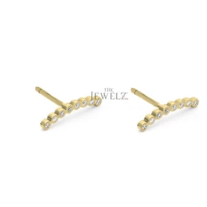 14K Gold 0.16 VS Clarity F-G Color VS/F-G Diamond Arc Design Earrings Jewelry - Picture 1 of 4