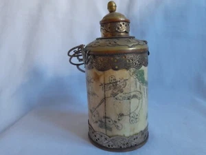 Chinese Bronze, copper, bone opium pot, signed - Picture 1 of 8
