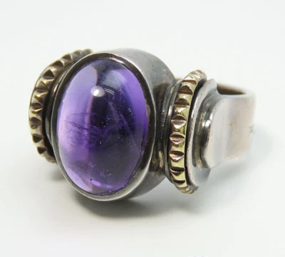 Лагос Caviar коллекции серебра 925 и 18K желтое золото аметист кольцо #54/US7 - Изображение 1 из 4