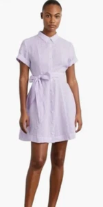 Hill House Home Laura Lilac and White Stripe Linen Shirtdress, size XS - Picture 1 of 9