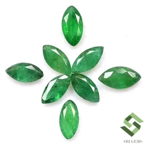 6x3 mm Natural Emerald Marquise Cut Lot 08 Pcs 1.74 CTS Untreated Loose Gemstone - Picture 1 of 6