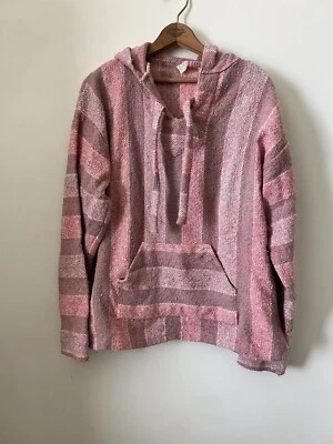 Mexican PINK Poncho Hoodie Women's Size Medium Soft Lining Pullover Hoodie Y2K - Image 1 of 4