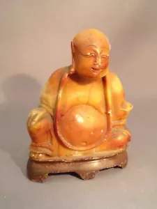 Magnifique bouddha Chinois ancien en pierre de lard (1) - Bild 1 von 3